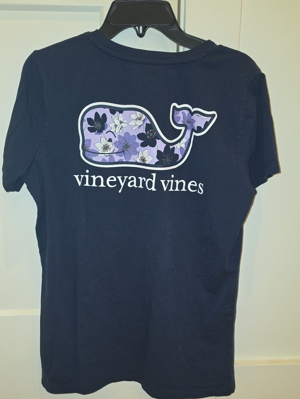 Vineyard Vines Navy Tee with Lavender Floral Whale